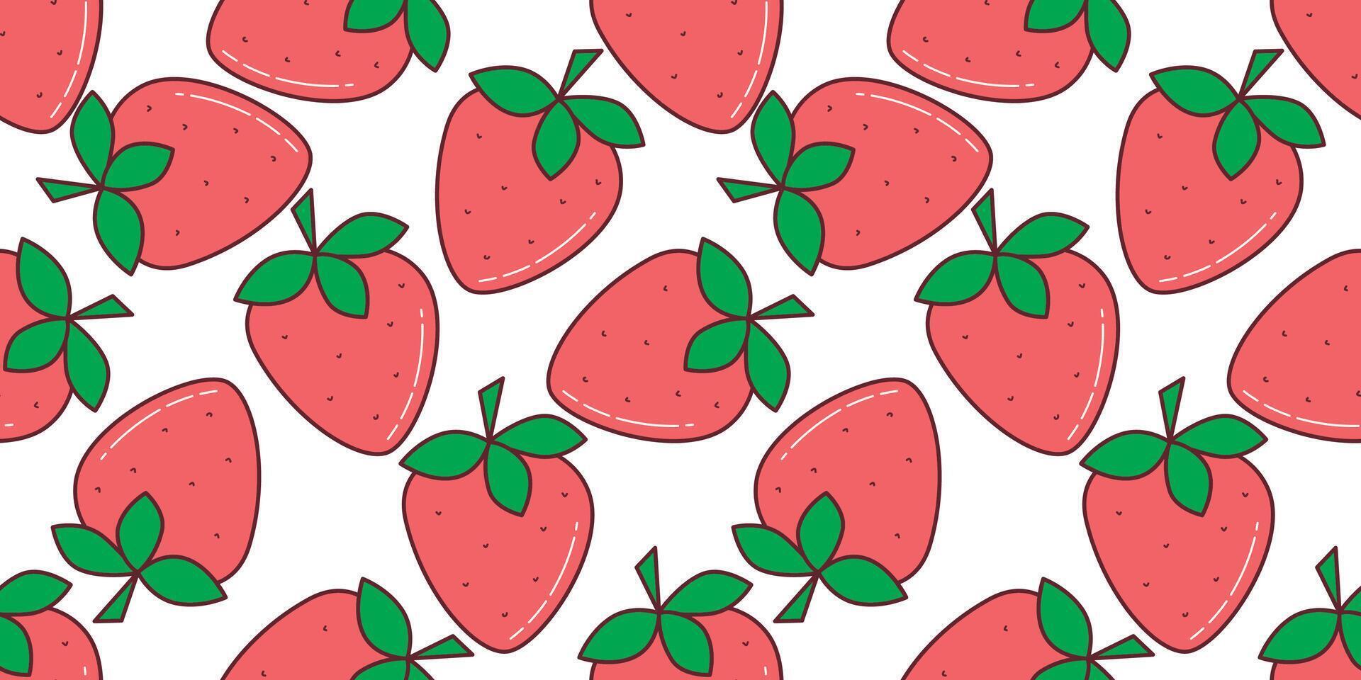Ripe juicy large strawberries seamless pattern vector