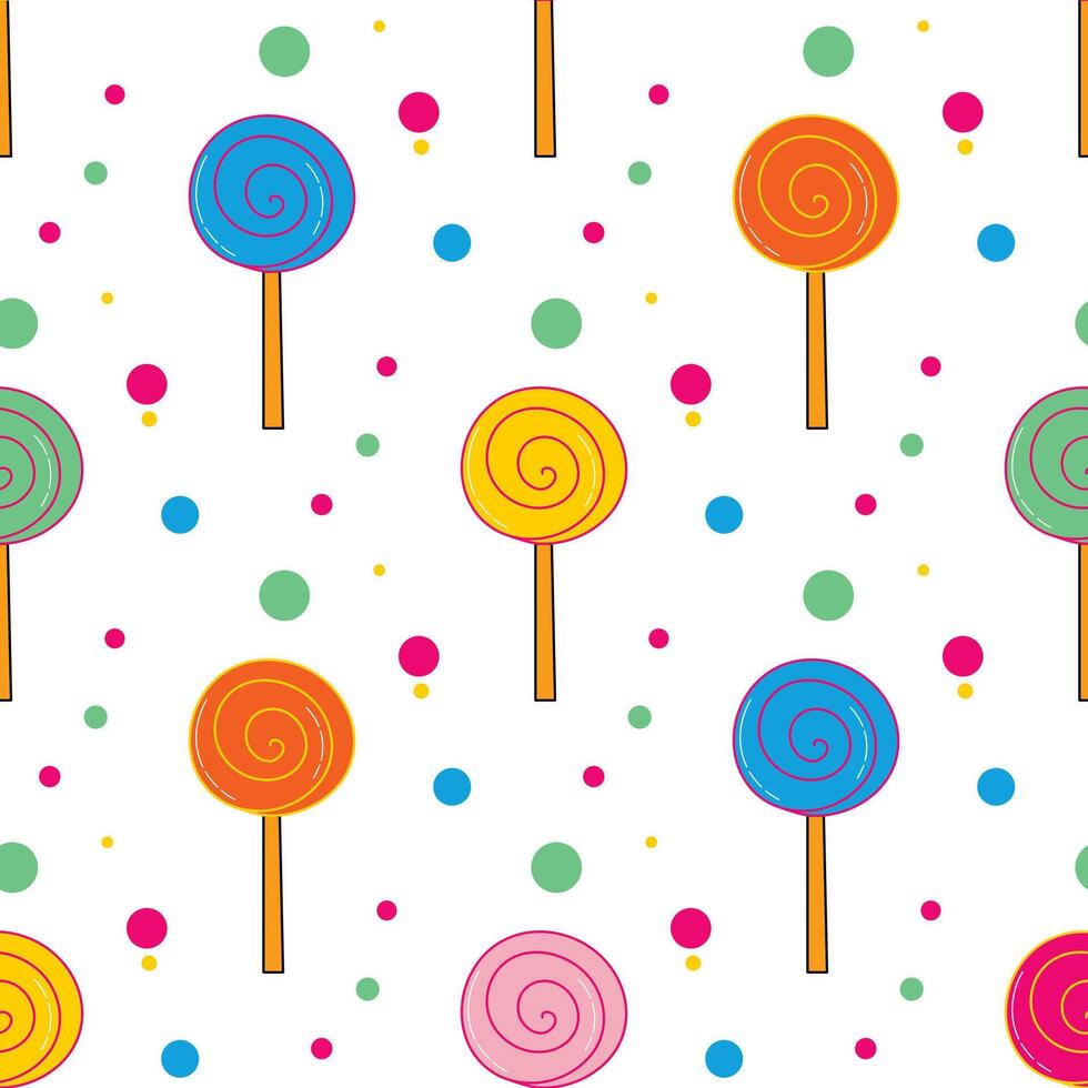 Round colorful lollipop seamless pattern vector