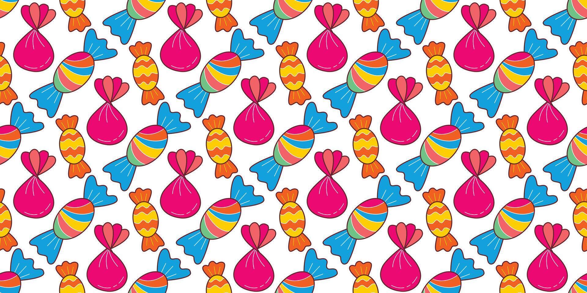 Delicious different candies kid seamless pattern vector