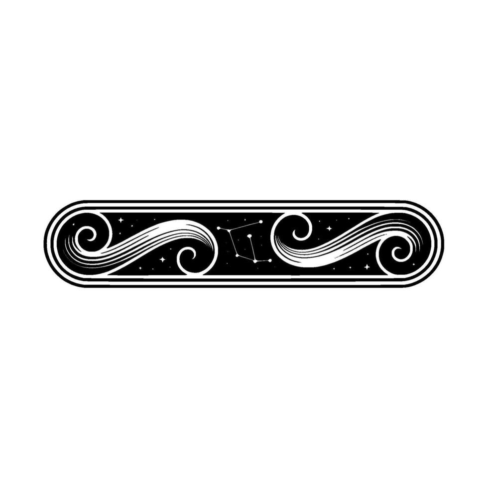 Elegant Black White Zodiac Ornament with Constellation. vector