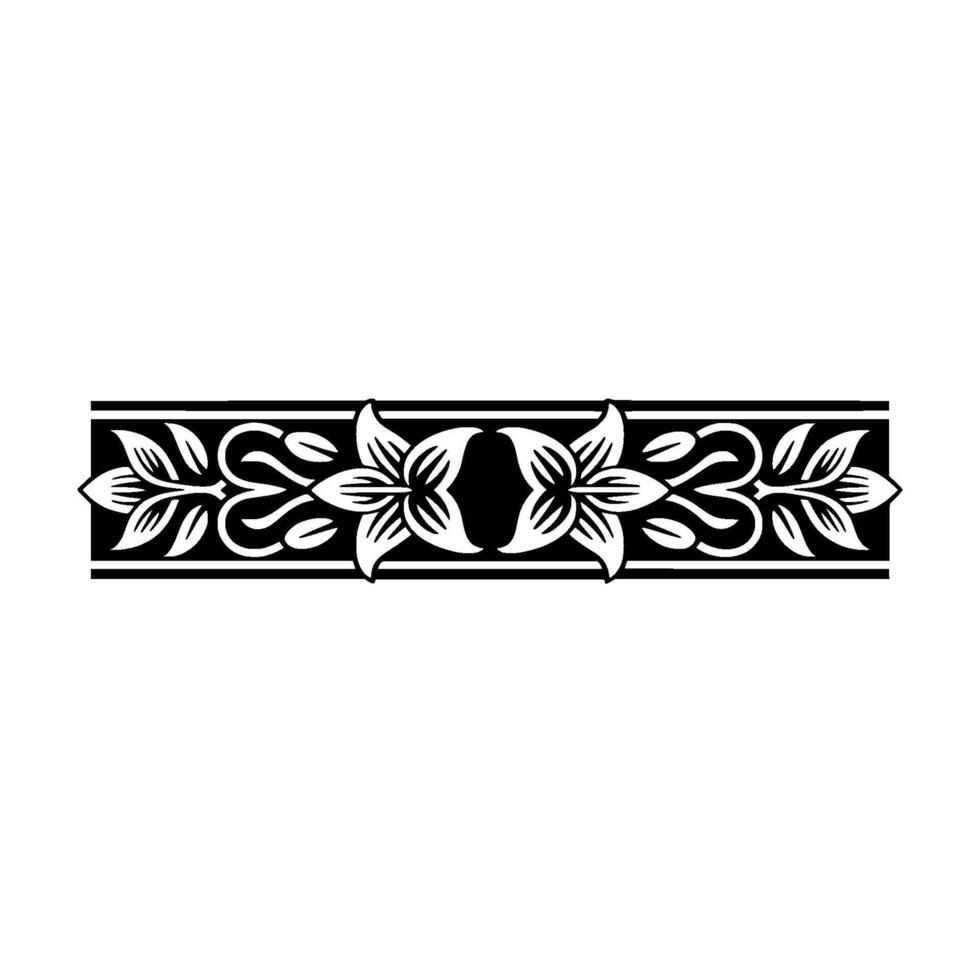 Floral Border in Black and White, Elegant. vector