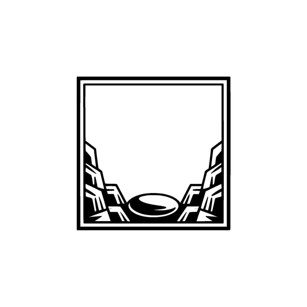 Abstract Mountain Landscape Emblem with Rugby Ball - Modern. vector
