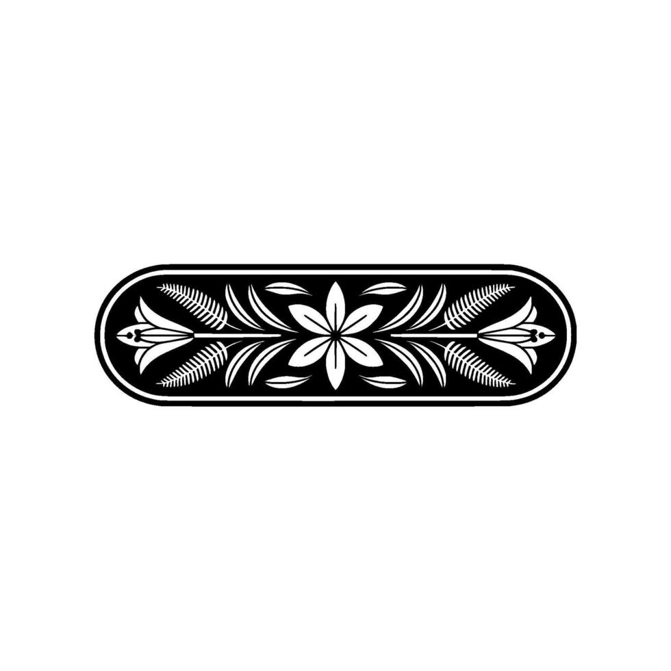 Elegant Floral Border , Black and White Ornament - . vector