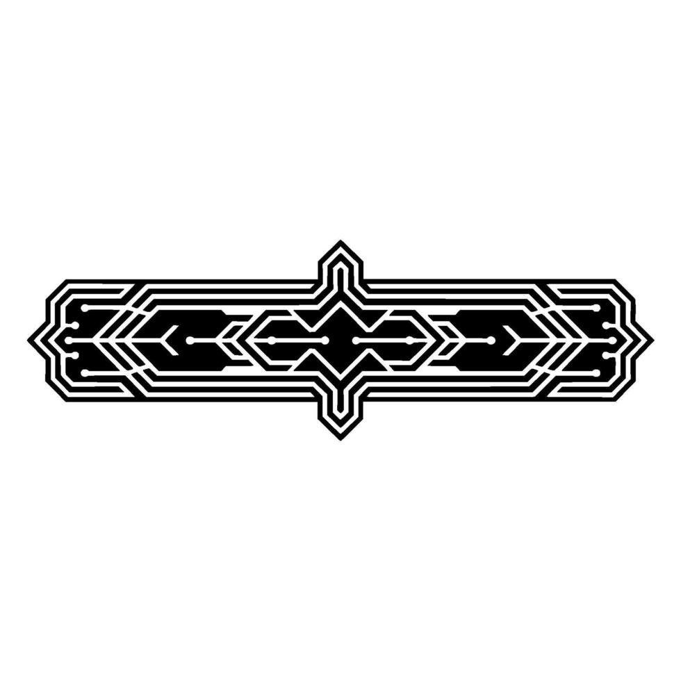 Geometric Circuit Board , Modern Tech Element, Black White Minimalist. vector