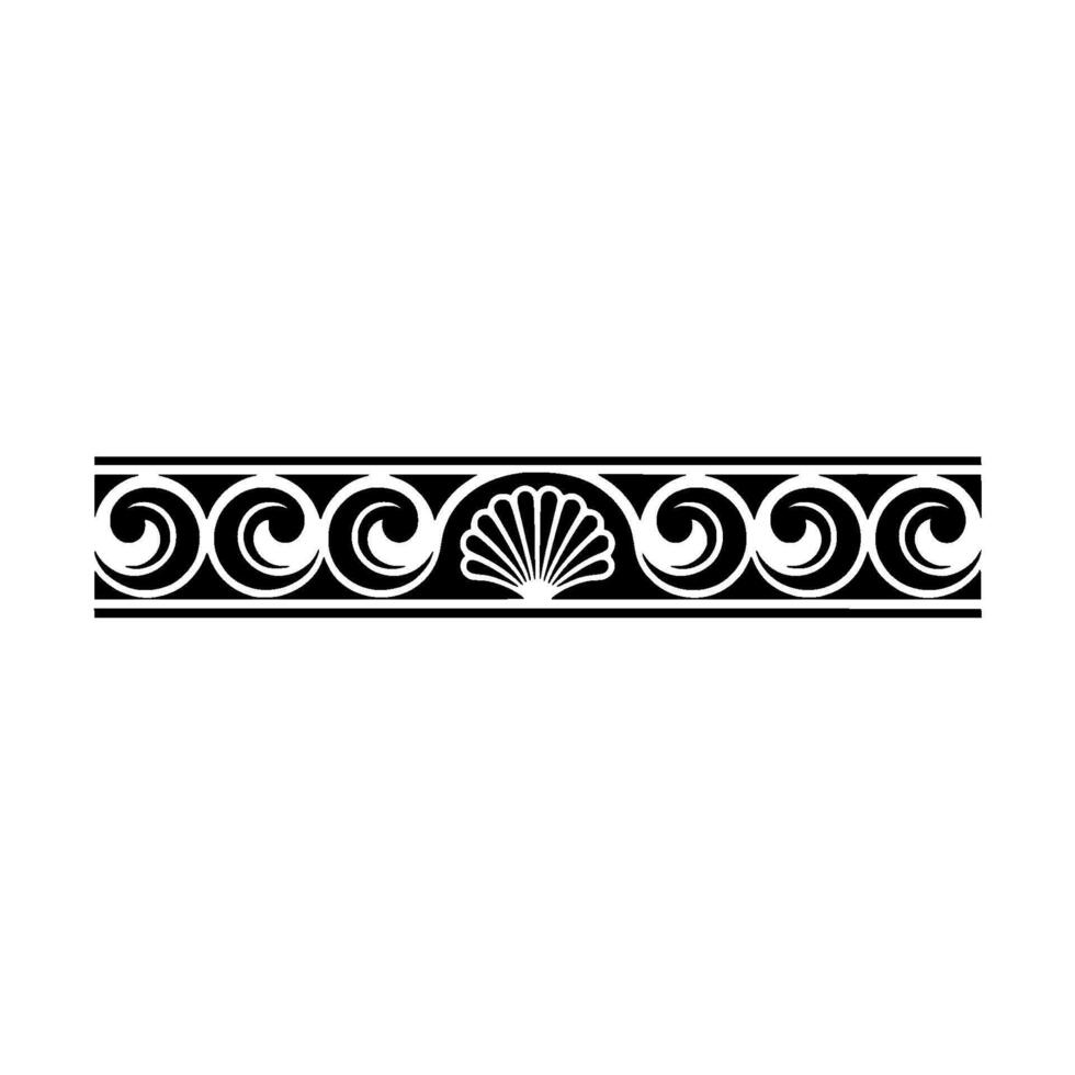 Elegant Black and White Border with Shell Motif. vector