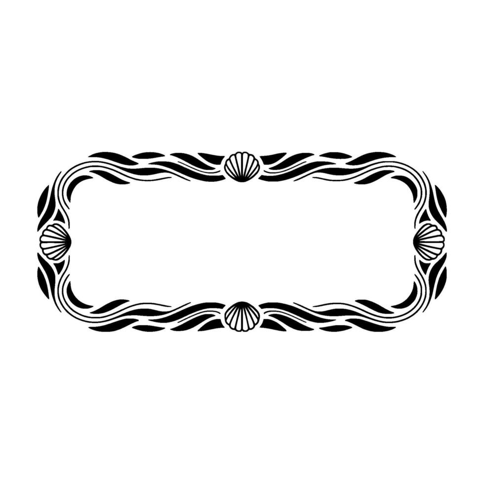 Elegant Sea Shell Frame Illustration - Art Deco Style. vector