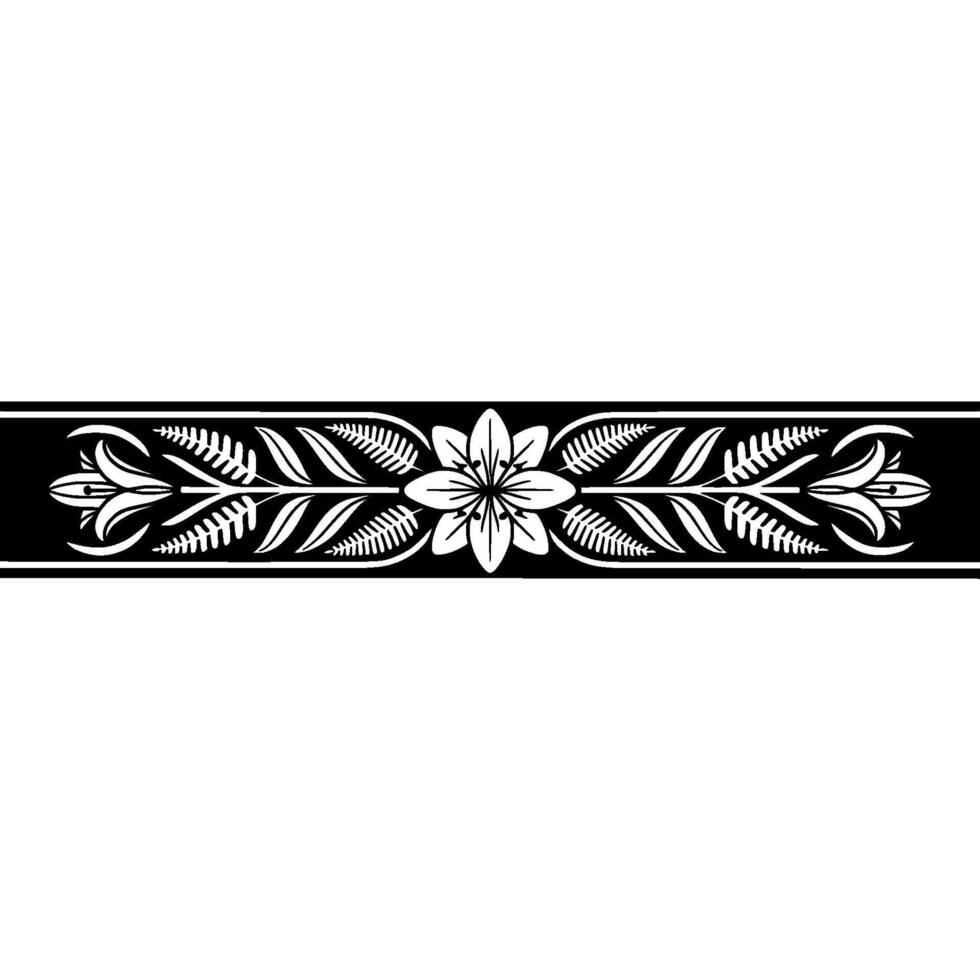 Elegant Floral Border in Black White - . vector