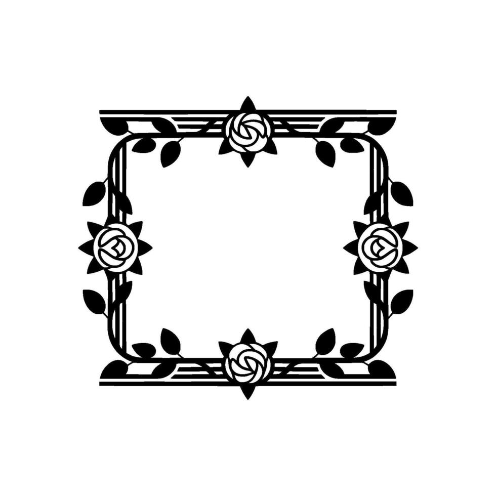 Elegant Floral Frame in Art Deco Style, Illustration. vector