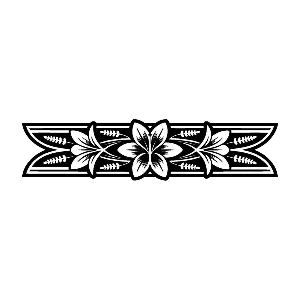Elegant Floral Ornament, Black and White. vector
