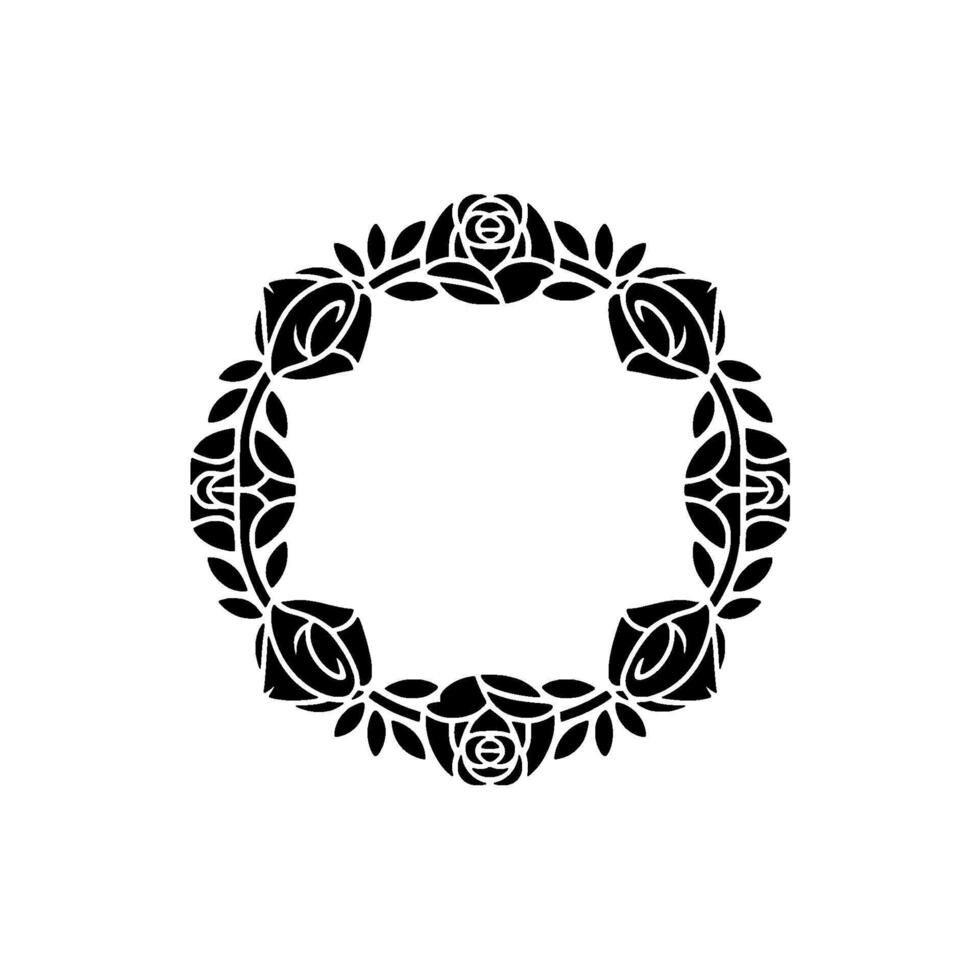 Elegant Black Rose Wreath on White Background - . vector