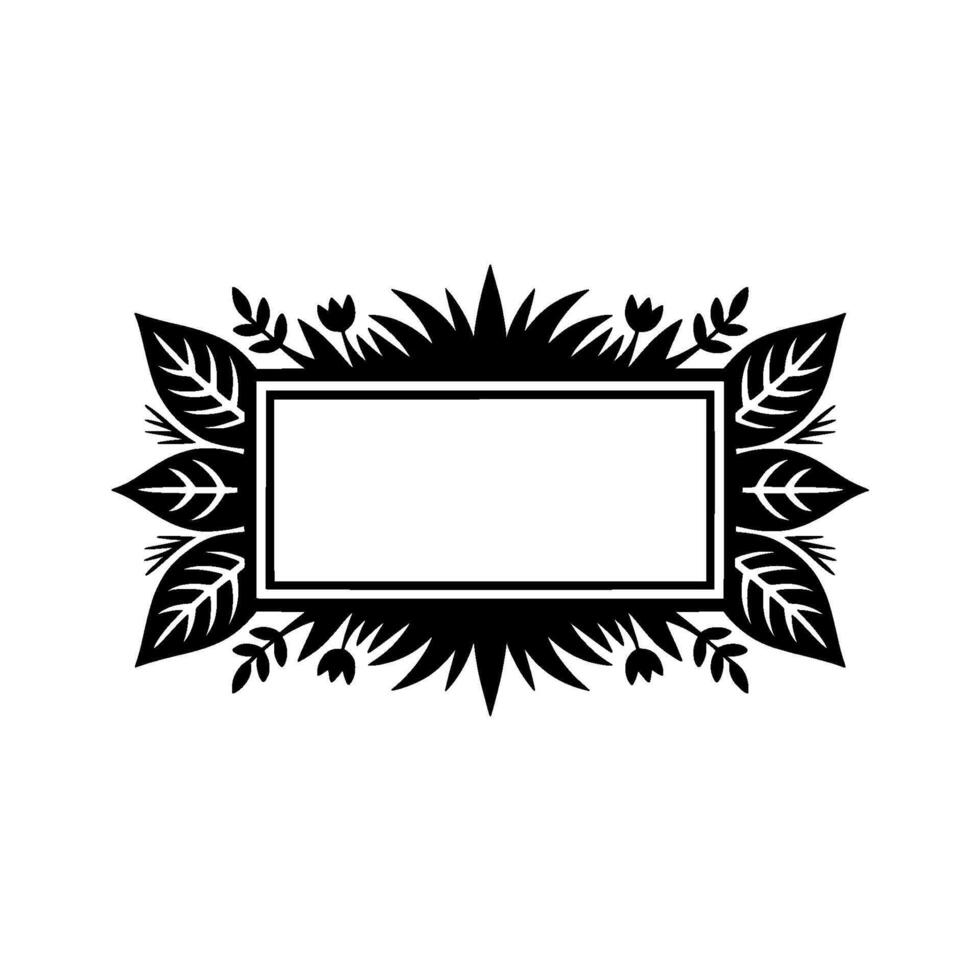 Minimalist Floral Frame Elegant Silhouette. vector