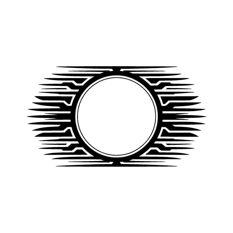 Modern Black White Badge Circle Frame Speed Lines. vector