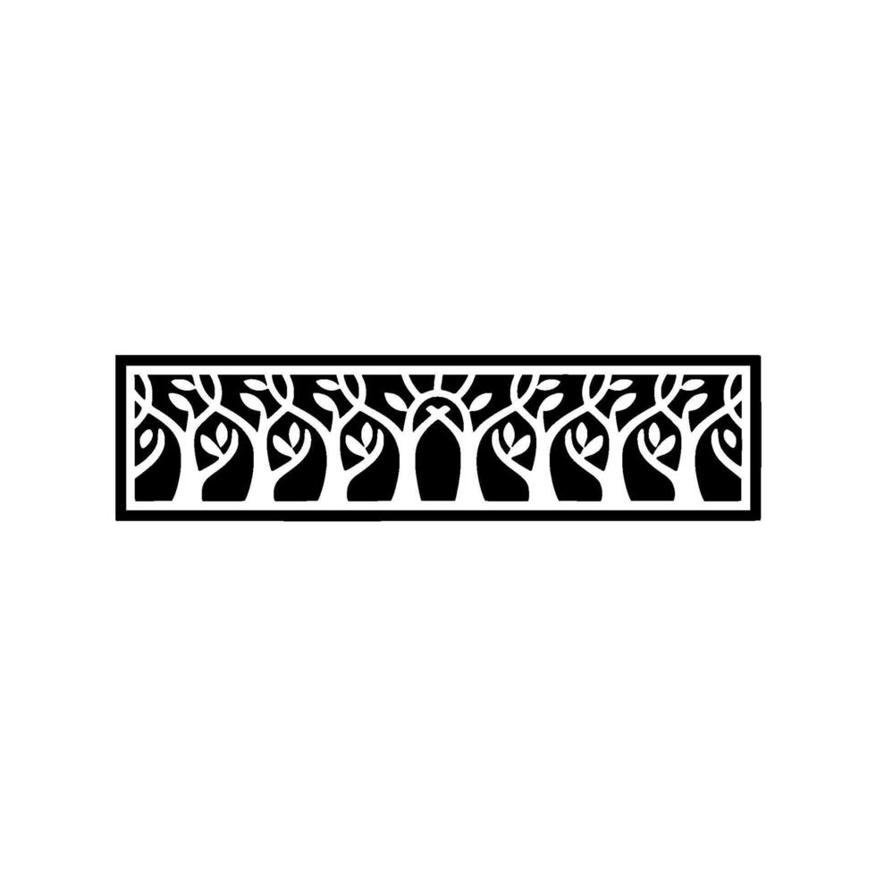 Stylized Tree Line Border in Black and White. vector