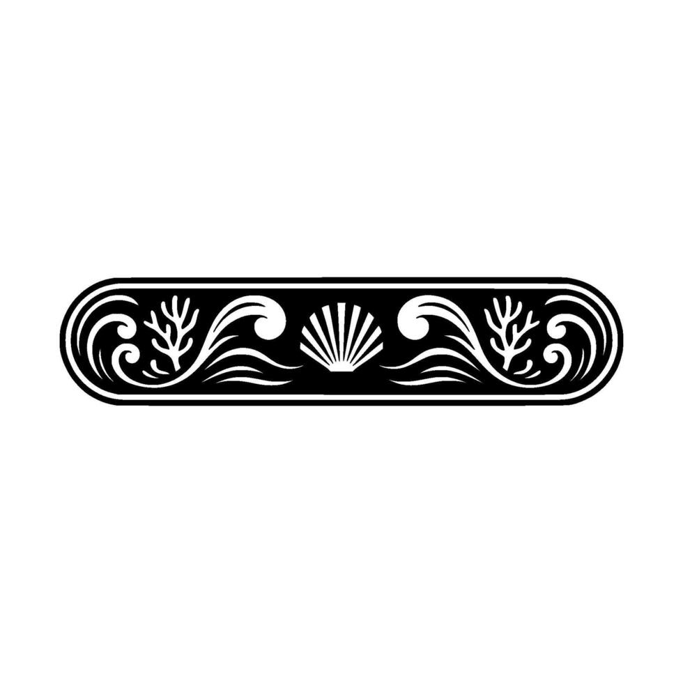 Elegant Coastal Border Black and White Seashell Motif. vector