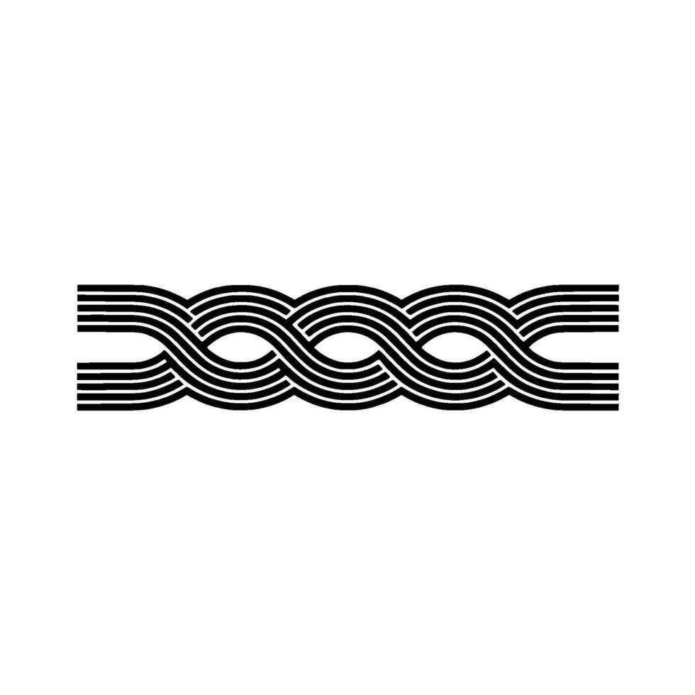 Minimalist Woven Black Lines on White Abstract Element. vector