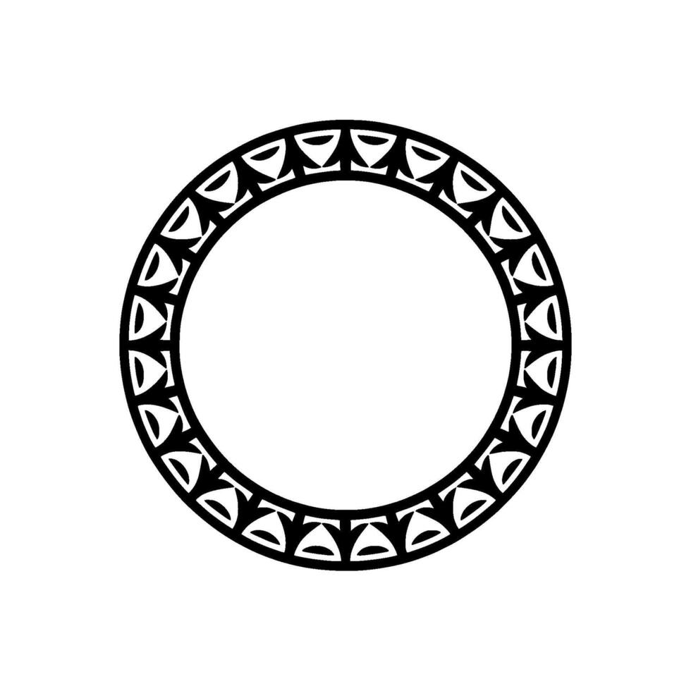 Geometric Circle Ornament, Minimalist Black White Element. vector