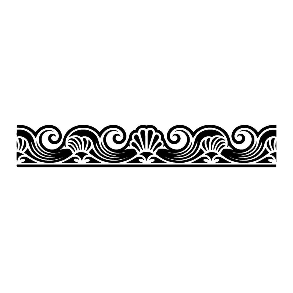 Decorative Black Sea Wave Border Element. vector