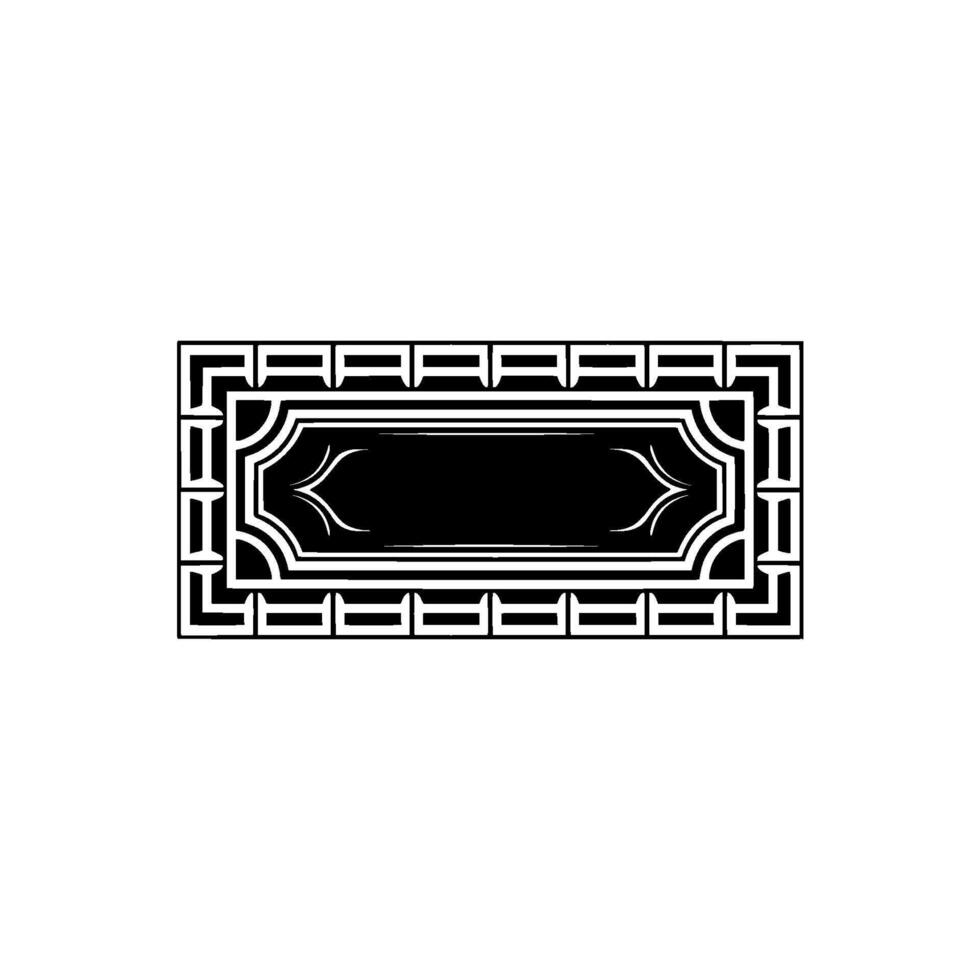 Art Deco Frame, Blank Center, Monochrome Element. vector
