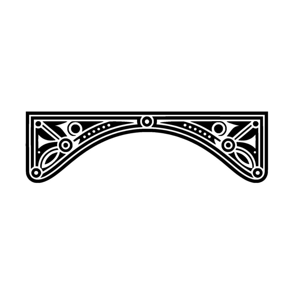 Ornate Art Deco Archway Ornament, Black and White. vector