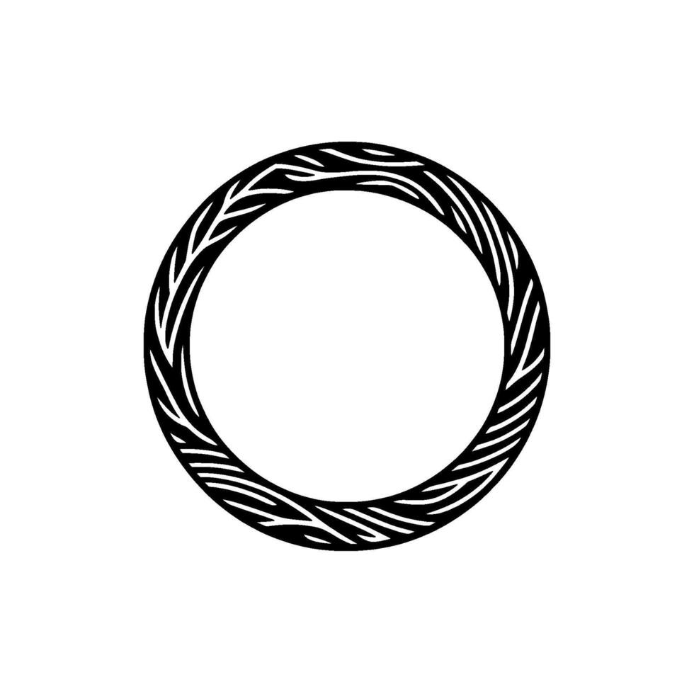 Black and White Minimalist Leaf Circle. vector
