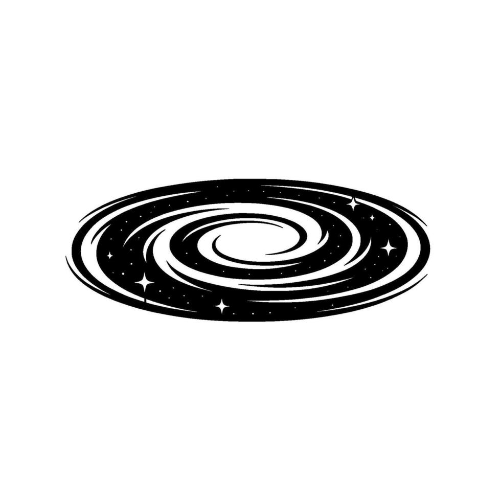 Minimalist Galaxy Swirl in Black White. vector