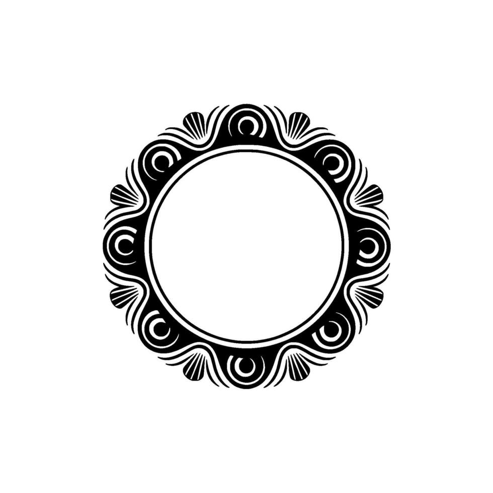 Elegant Art Deco Frame, Black and White Circle , Decorative Border. vector