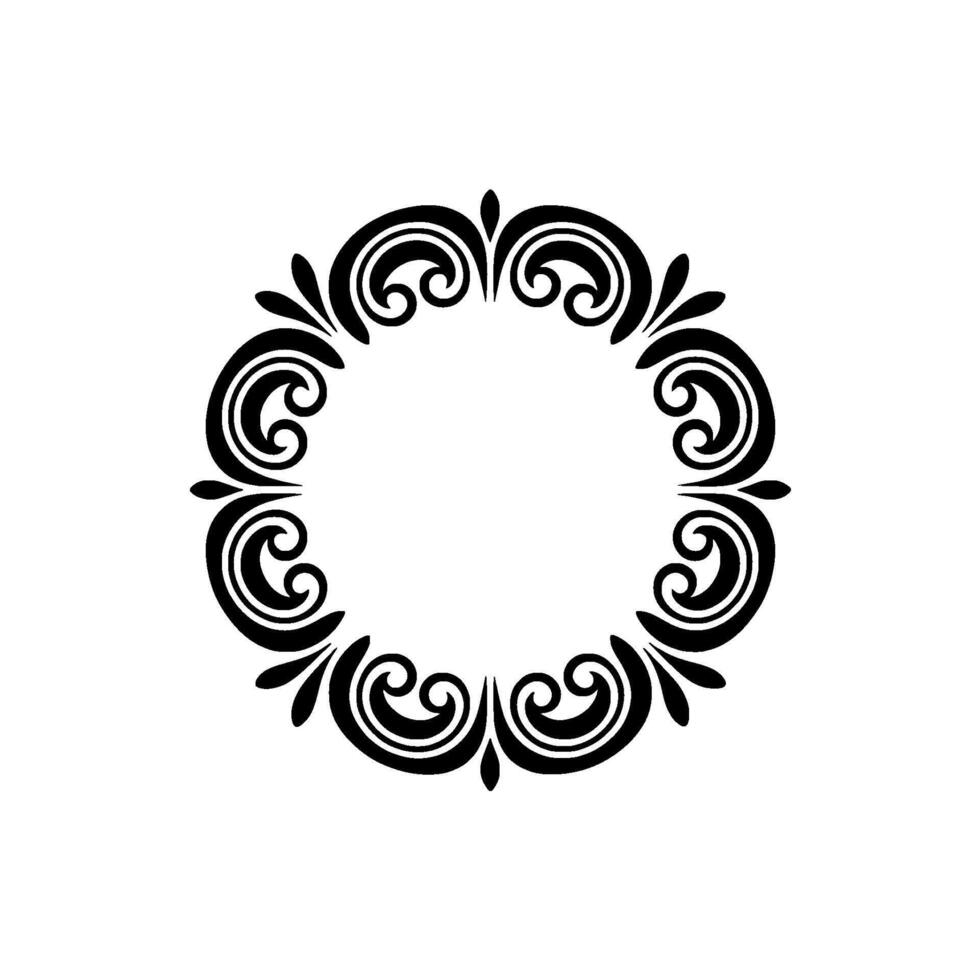 Ornate Black and White Circular Decorative Frame, Minimalist. vector