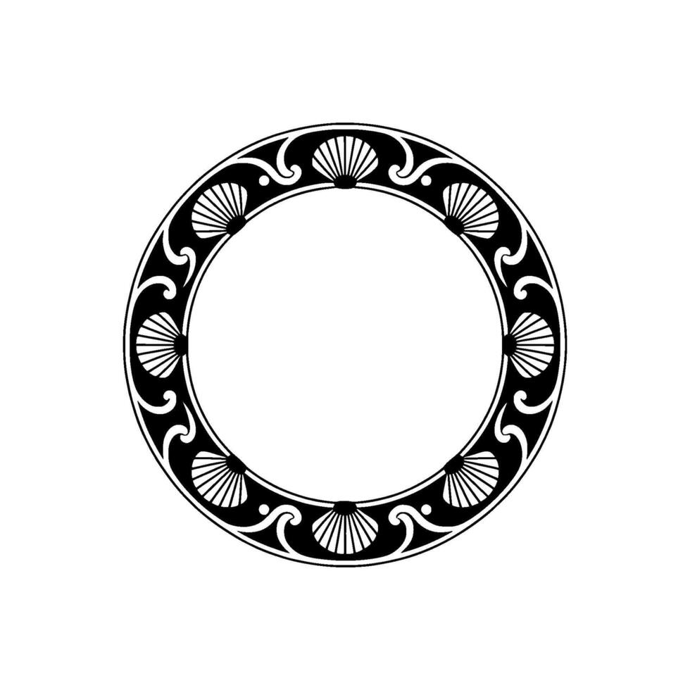 Elegant Black and White Ornamental Circular Frame. vector