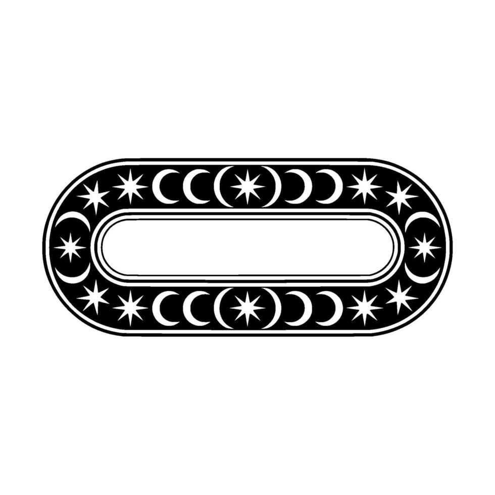 Celestial Oval Frame Illustration Stars, Moons, Minimalist. vector