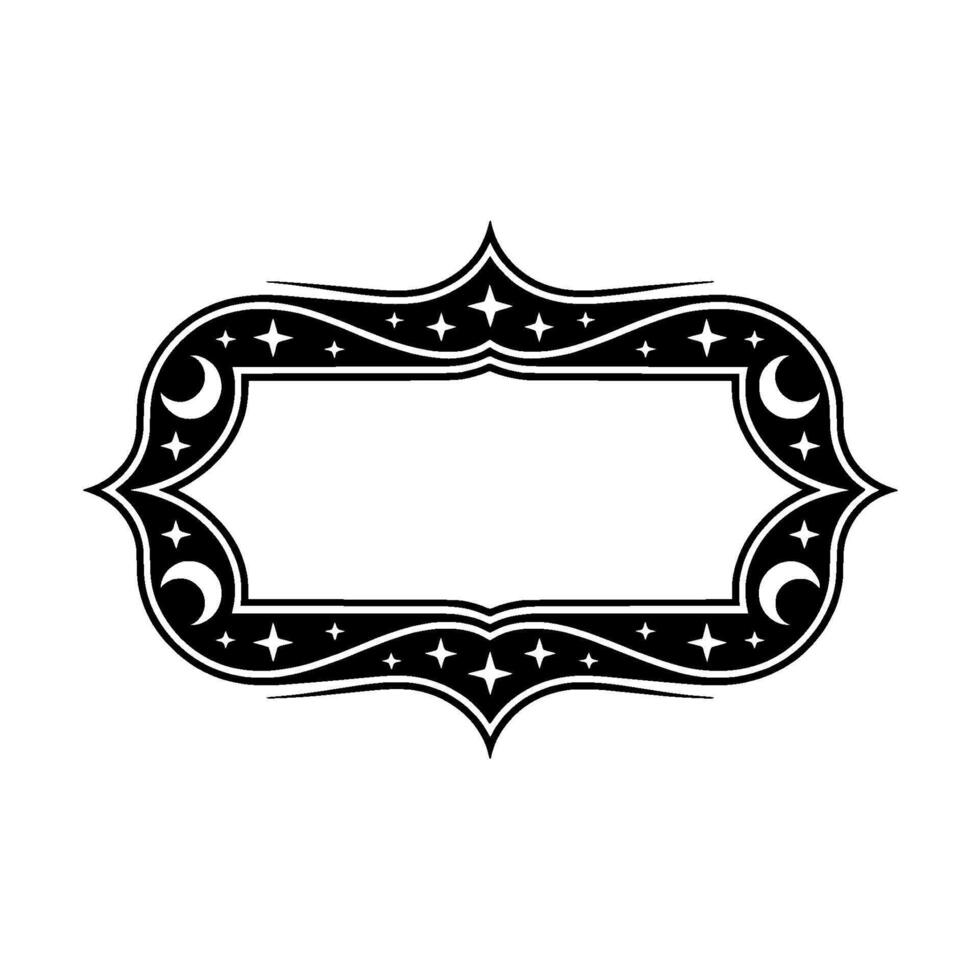 Mystical Celestial Label Stars and Moons on a Decorative Frame. vector