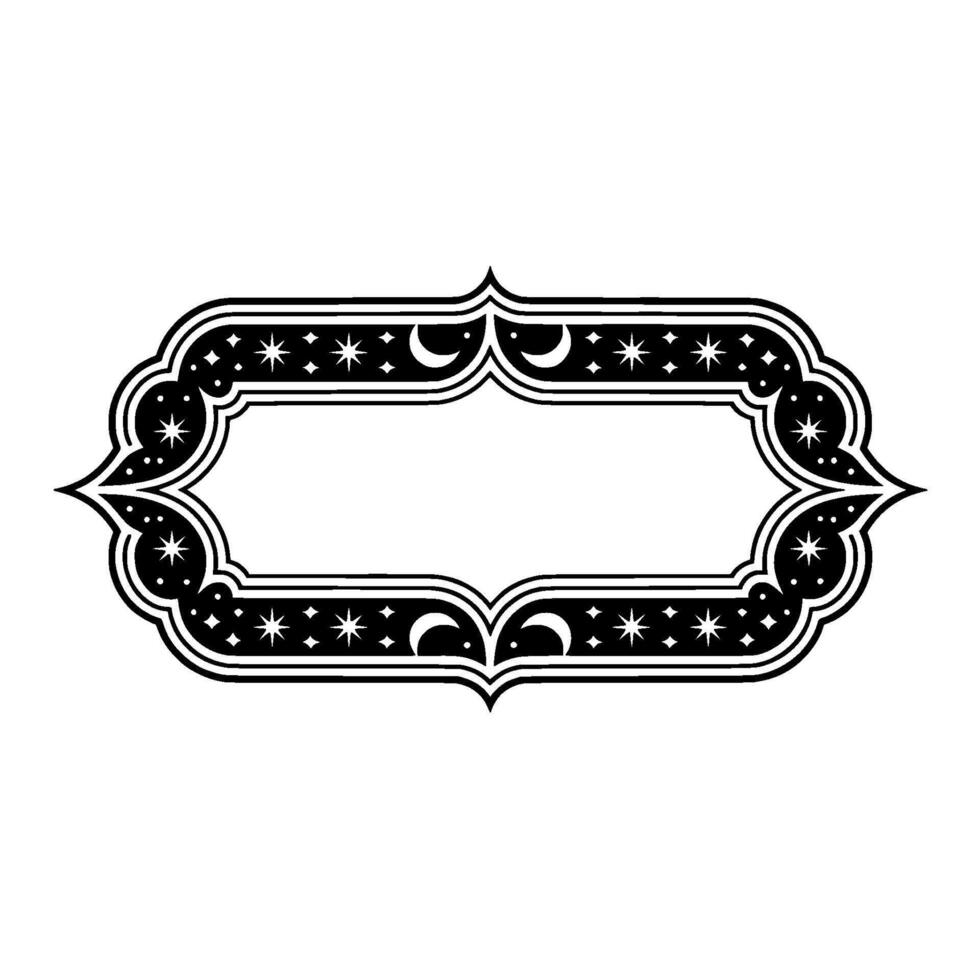 Elegant Celestial Frame Black White. vector