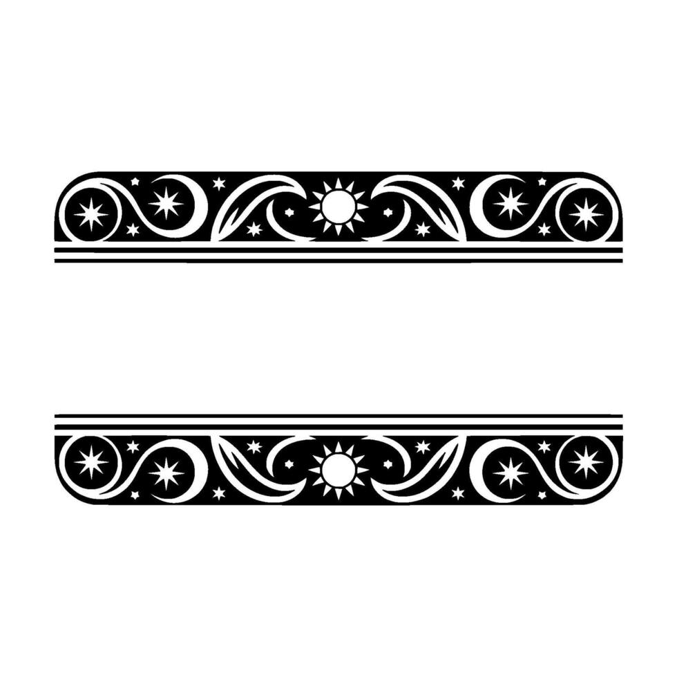 Celestial Border Sun, Stars, and Moon on a White Background. vector