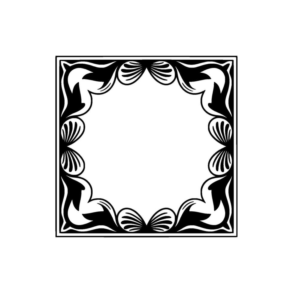 Elegant Art Deco Frame , Black on White, Circular Space. vector