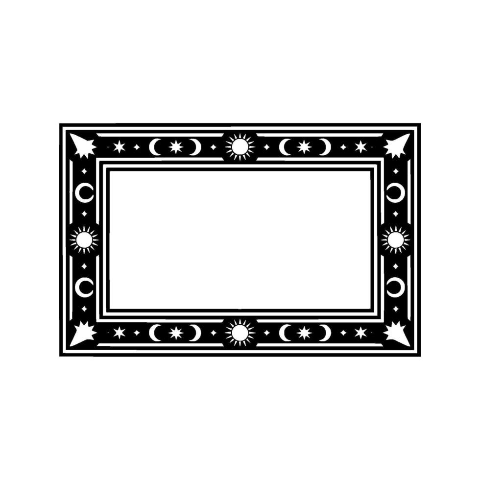 Celestial Frame, Black and White , Mystical Border for Invitations and Decor. vector
