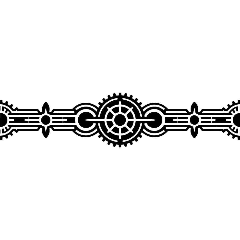 Geometric Mechanical Ornament Black White Steampunk. vector