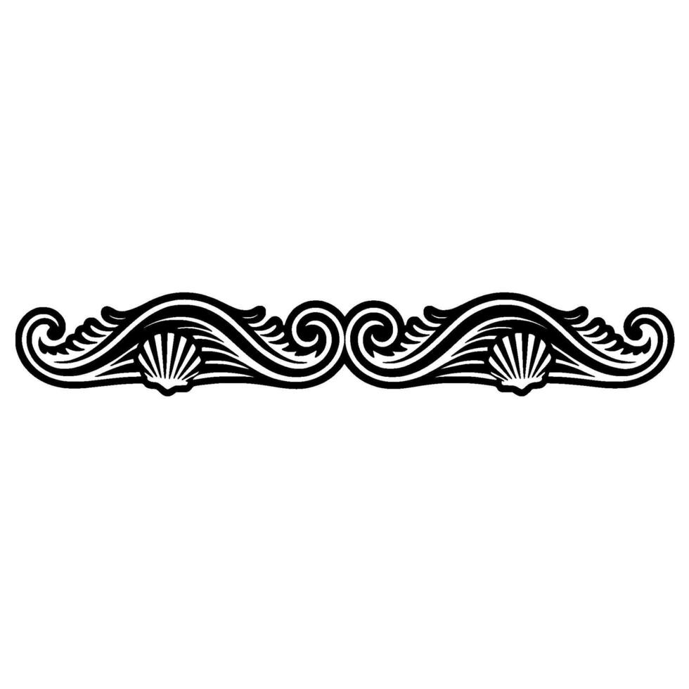 Elegant Black and White Seashell Waves Border Element. vector