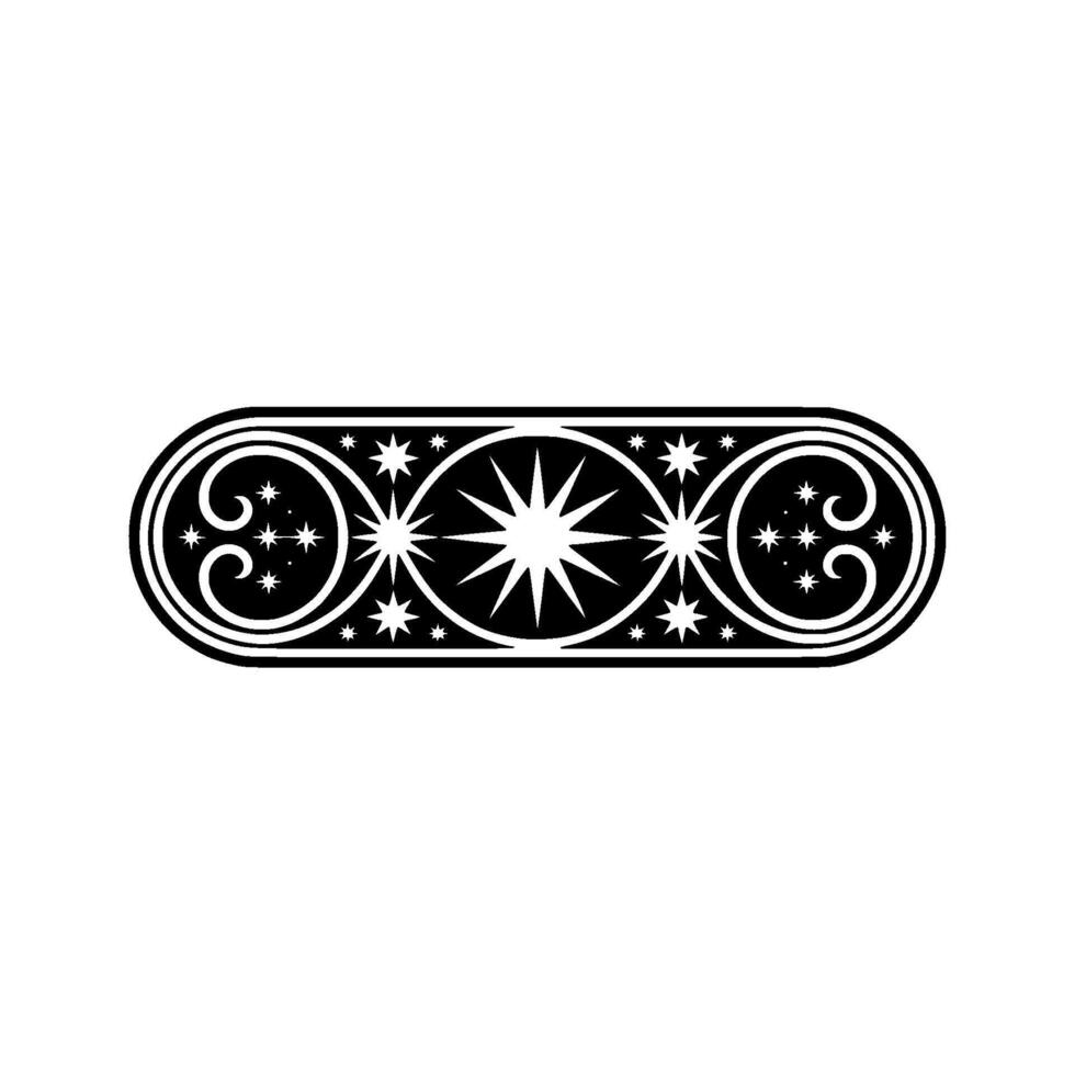 Celestial Black and White Ornament Decorative Border. vector