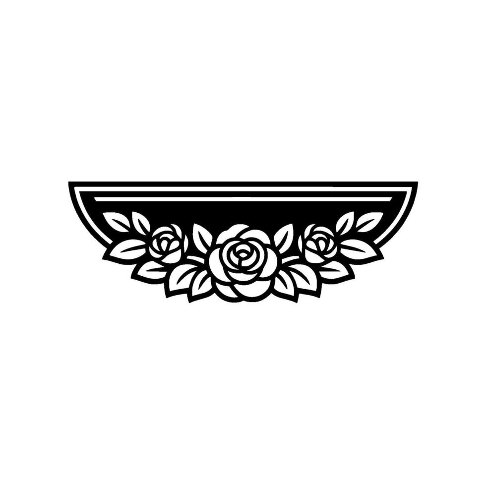 Elegant Floral Silhouette , Decorative Border with Roses. vector