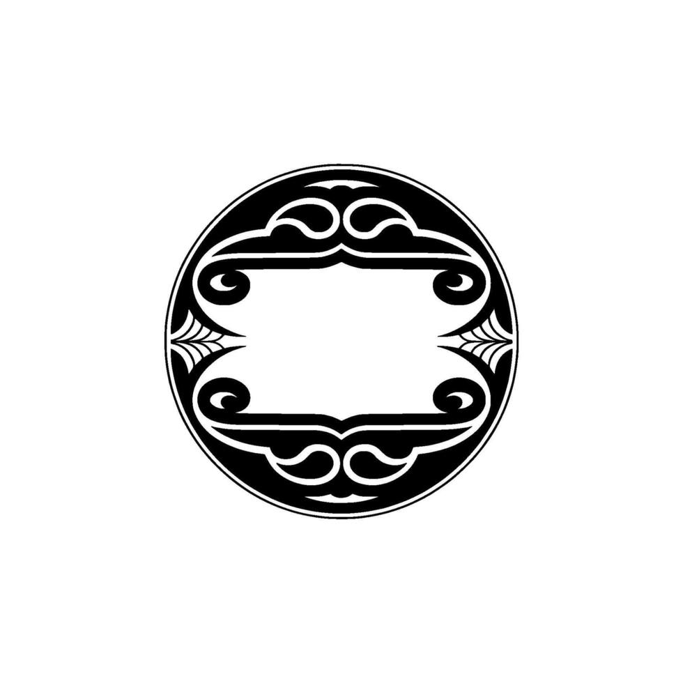 Ornate Circular Frame with Spiderweb Accents - Decorative. vector