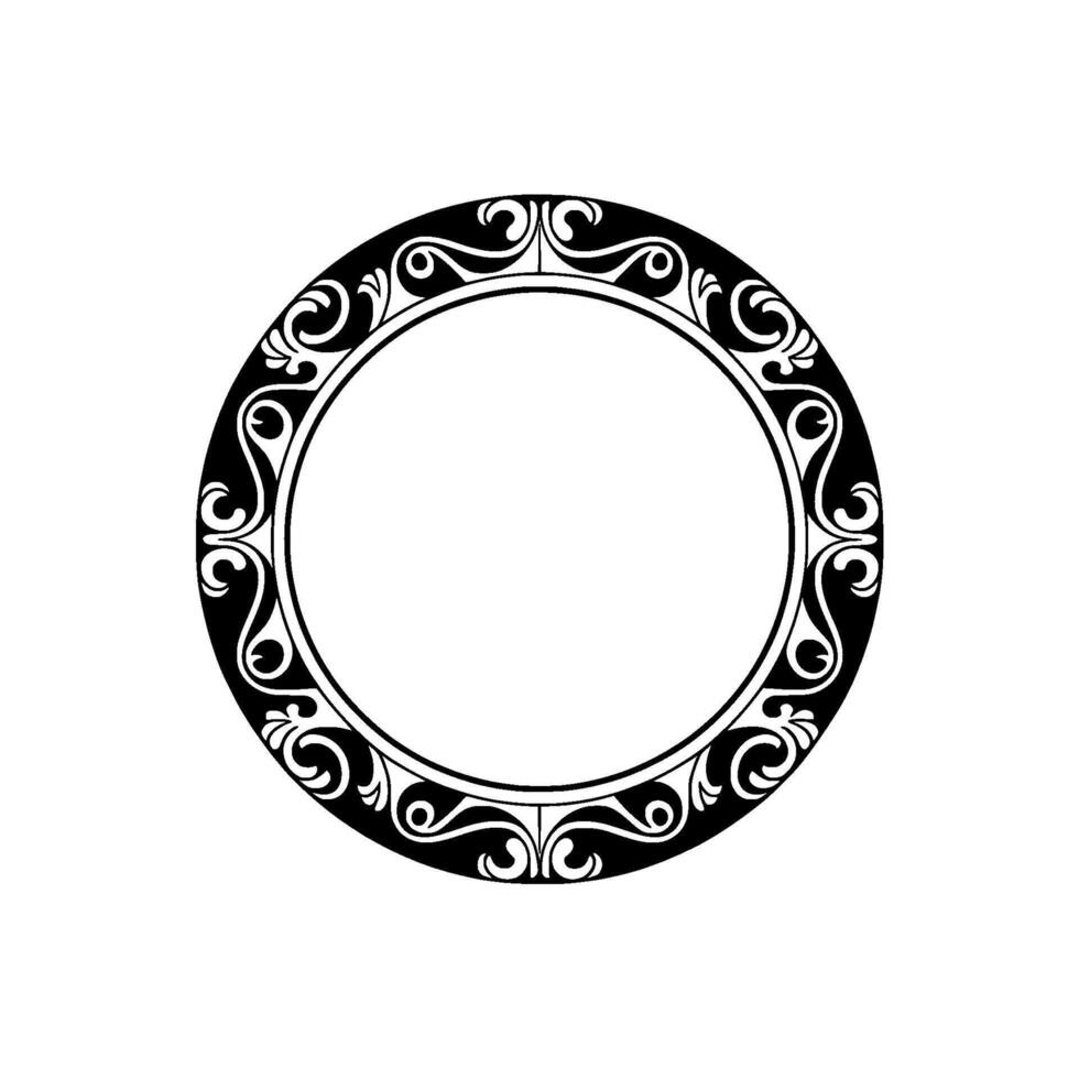 Elegant Circular Ornament with Floral Swirls on White Background. vector