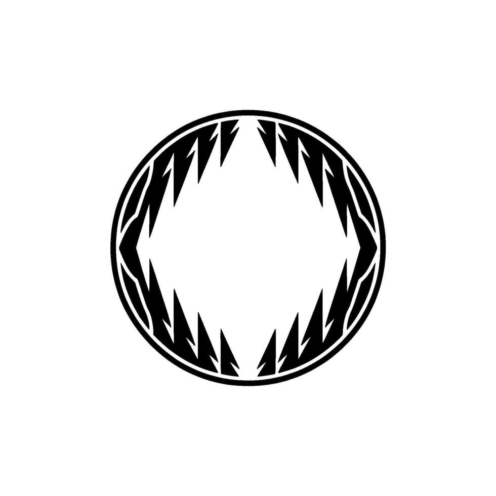 Minimalist Geometric Shark Jaw Circle in Black on White. vector