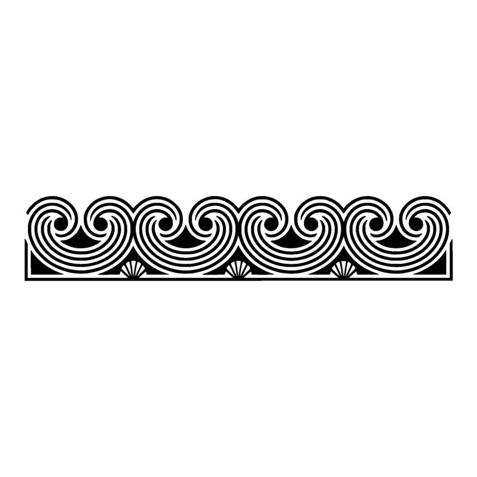 Art Deco Wave Border in Black and White Elegant. vector