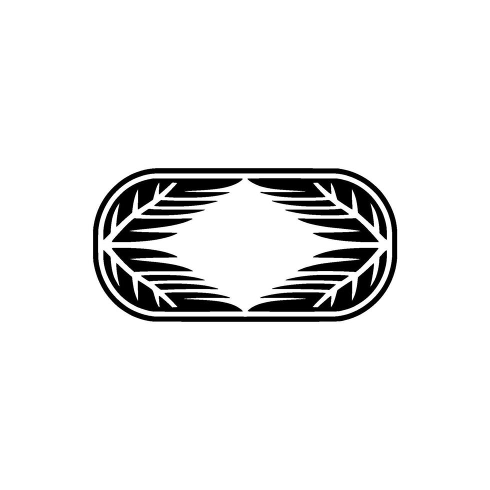 Minimalist Palm Leaf Oval Frame Black and White. vector