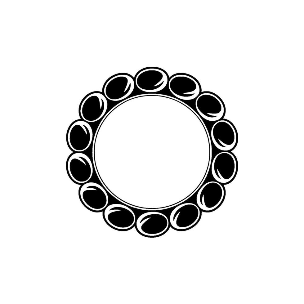 Elegant Black and White Circular Frame with Oval Accents, Minimalist. vector