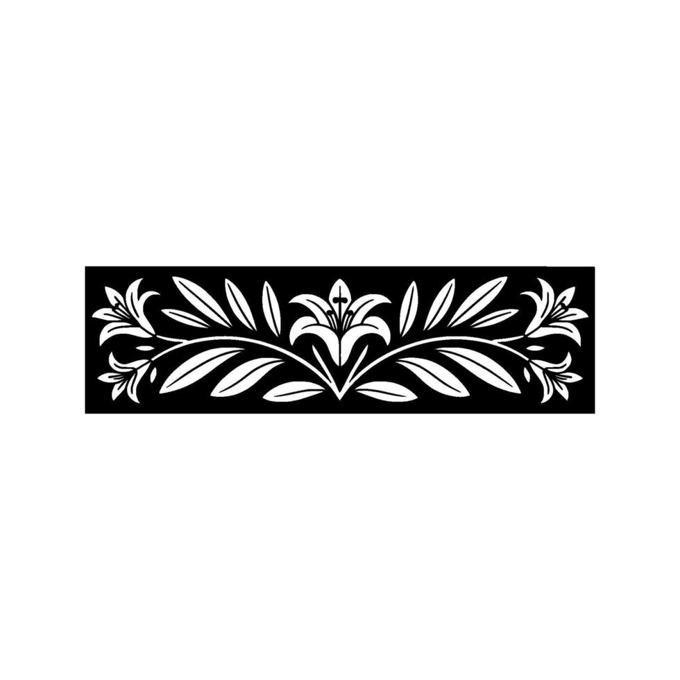Elegant Black White Lily Floral Border. vector