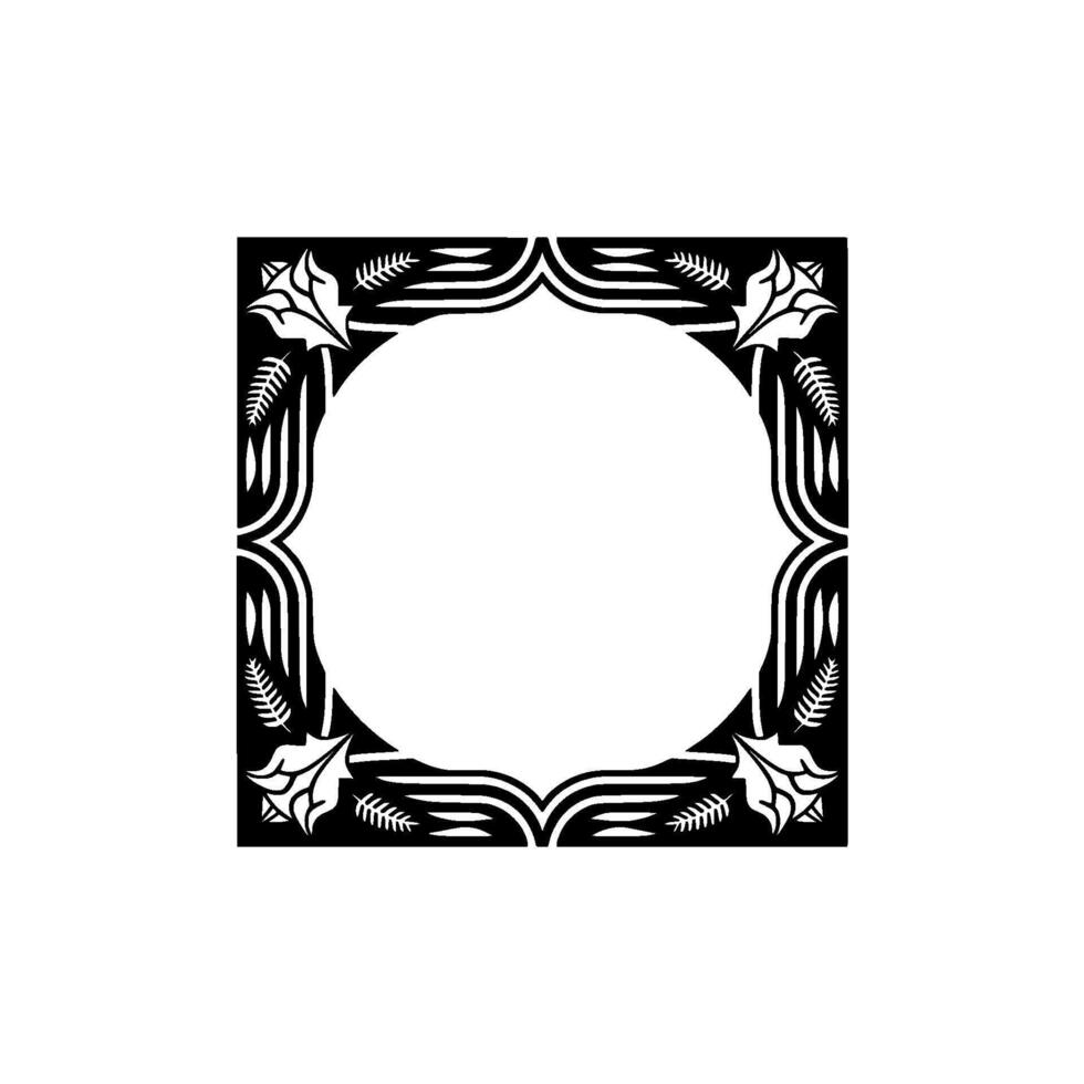 Elegant Floral Frame, Black and White, Minimalist , Space for Text. vector