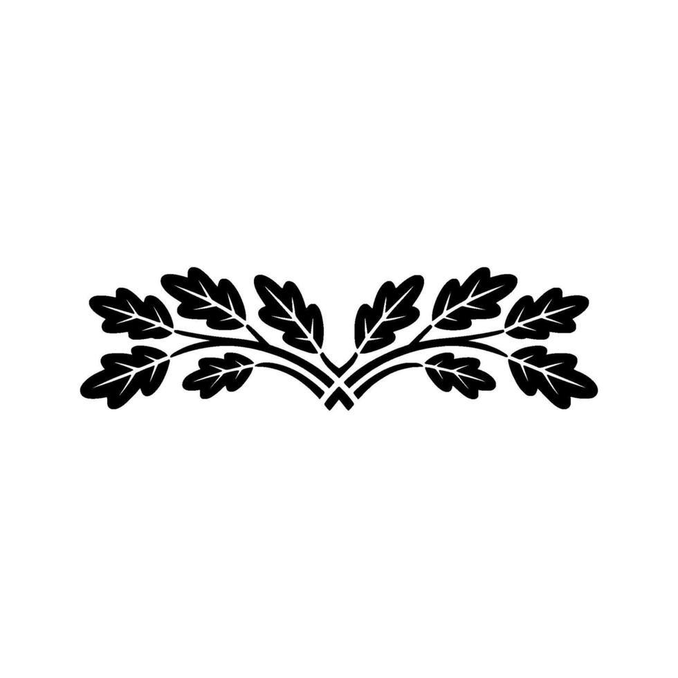 Elegant Black Oak Leaf Border on White Background. vector