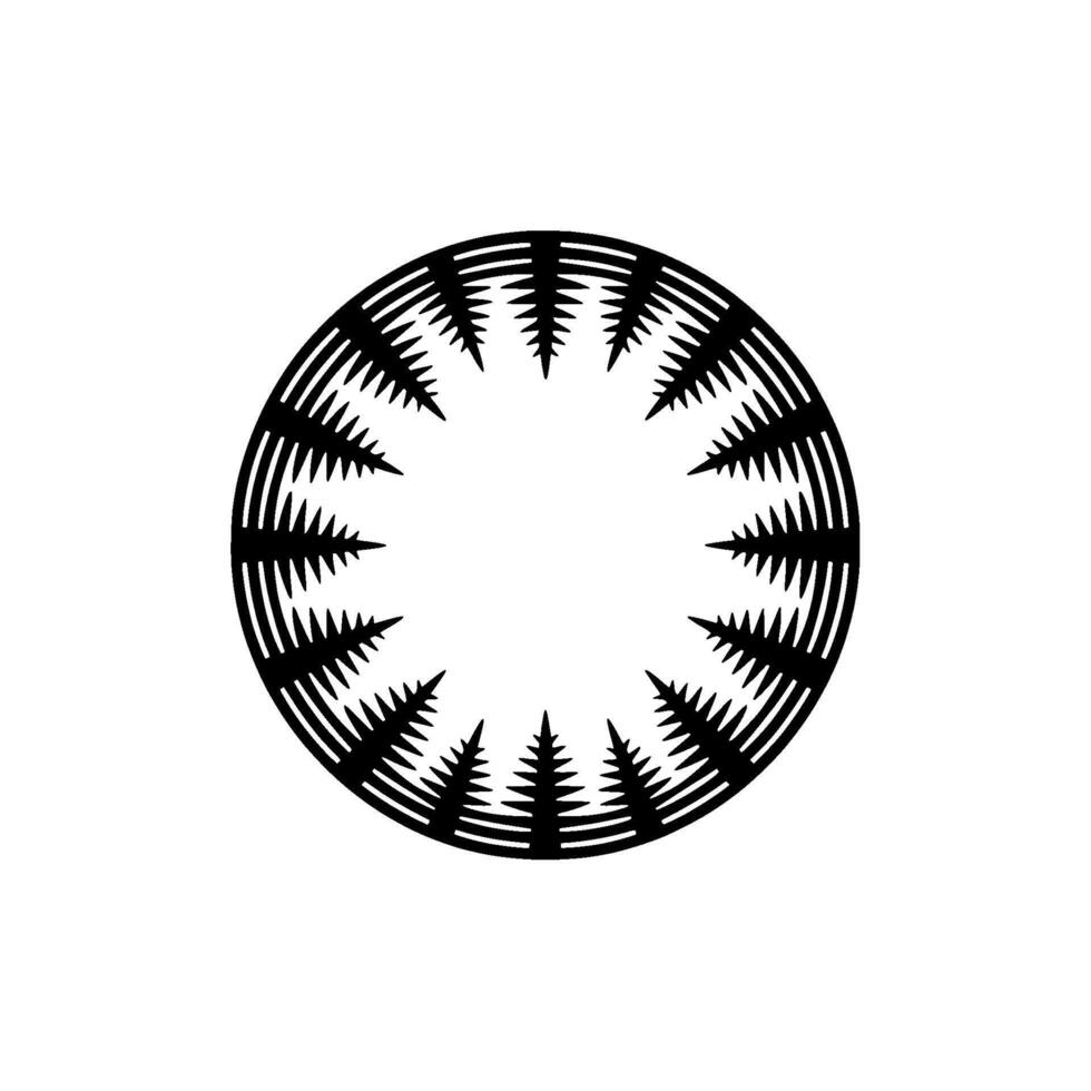 Black White Circular Forest , Minimalist, Abstract Symbol. vector