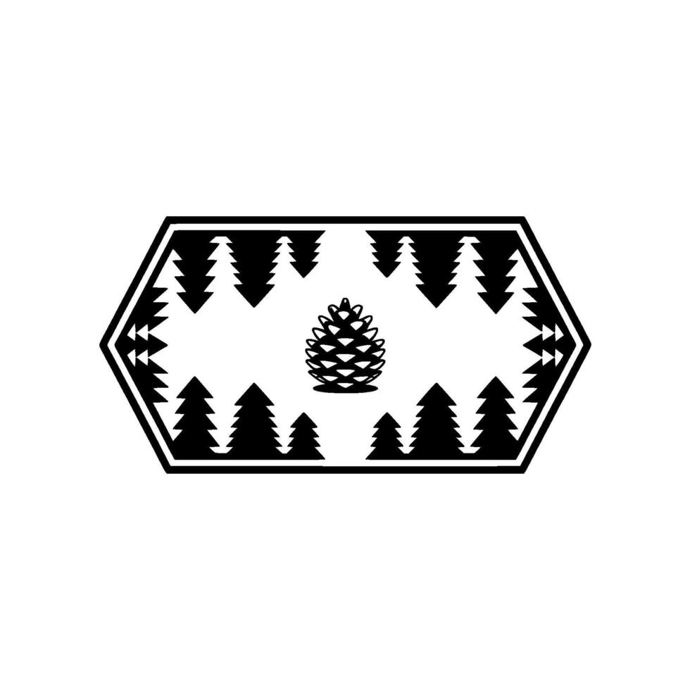 Minimalist Pinecone Forest Badge. vector