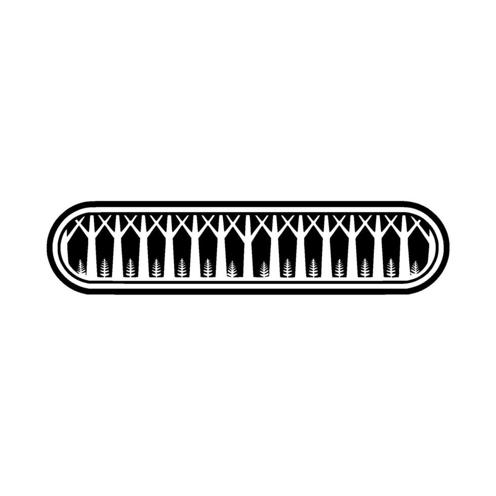 Minimalist Forest Border, Black and White, Geometric. vector